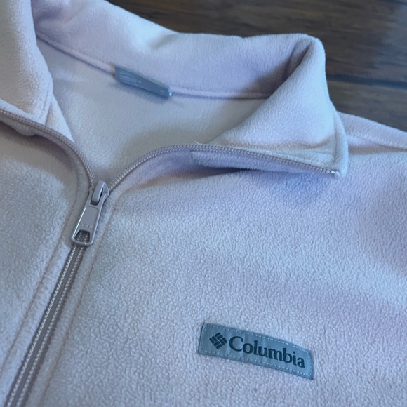 Columbia fleece jacket women’s 1X light pink full zip soft comfy pockets nice! - Picture 3 of 9